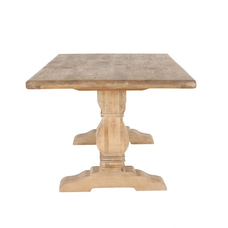 Table de salle à manger rectangulaire en bois de manguier massif avec piètements sculptés – 6 ou 8 places