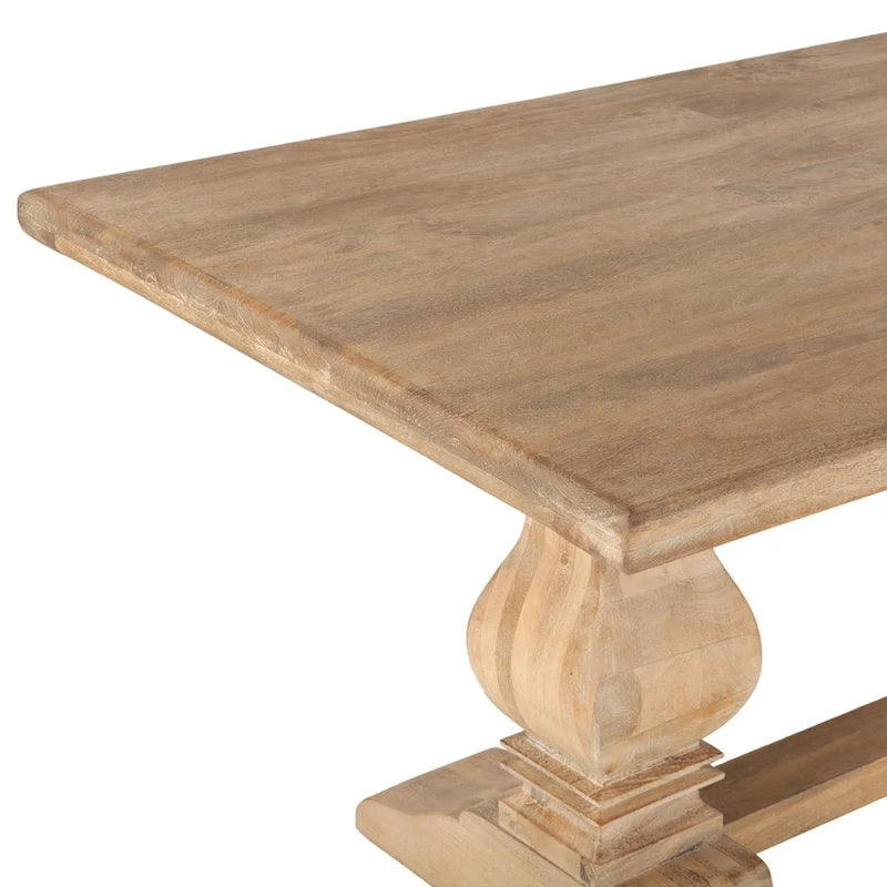 Table de salle à manger rectangulaire en bois de manguier massif avec piètements sculptés – 6 ou 8 places