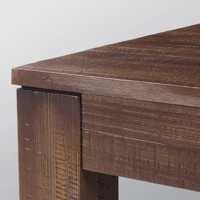 Table à manger rustique en pin massif de 63 po, 6 places, finition vieillie à la main
