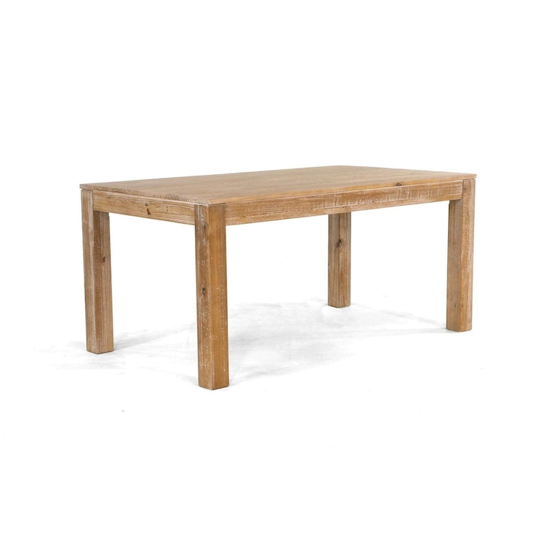 Table à manger rustique en pin massif de 63 po, 6 places, finition vieillie à la main