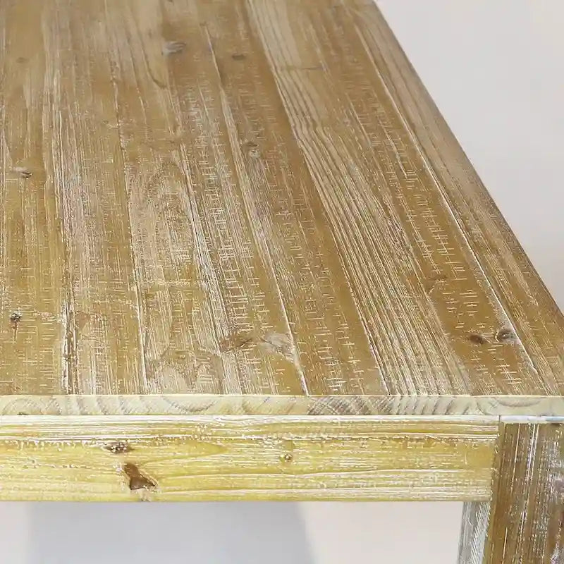 Table à manger rustique en pin massif de 63 po, 6 places, finition vieillie à la main