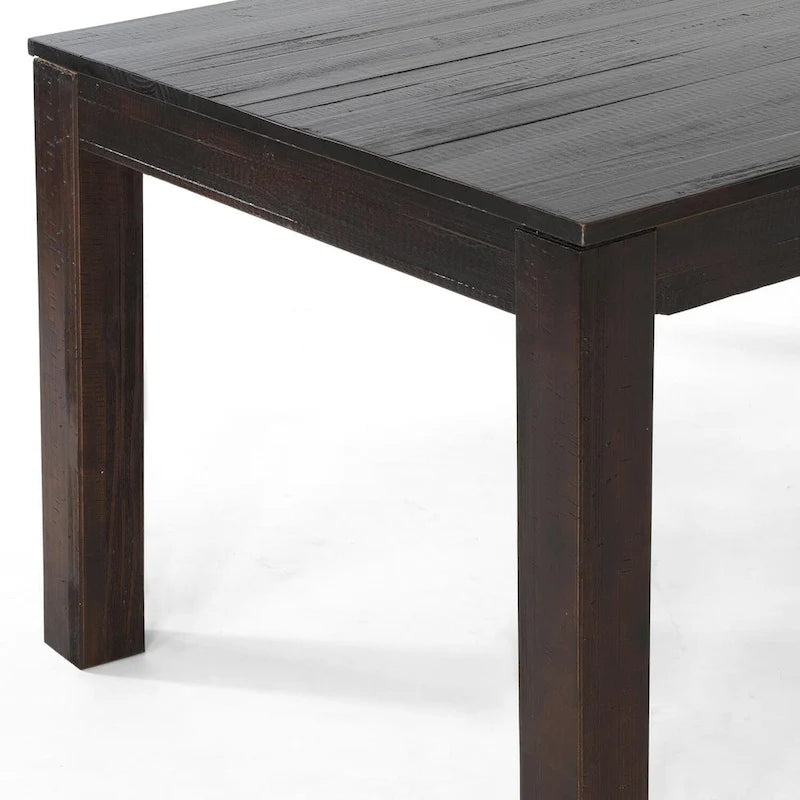 Table à manger rustique en pin massif de 63 po, 6 places, finition vieillie à la main