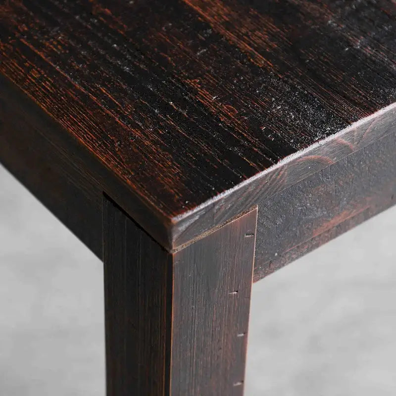 Table à manger rustique en pin massif de 63 po, 6 places, finition vieillie à la main