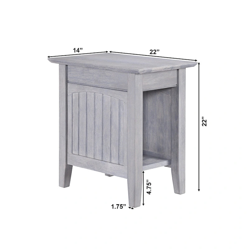 Table d'appoint en perles de bois massif de style cottage vintage