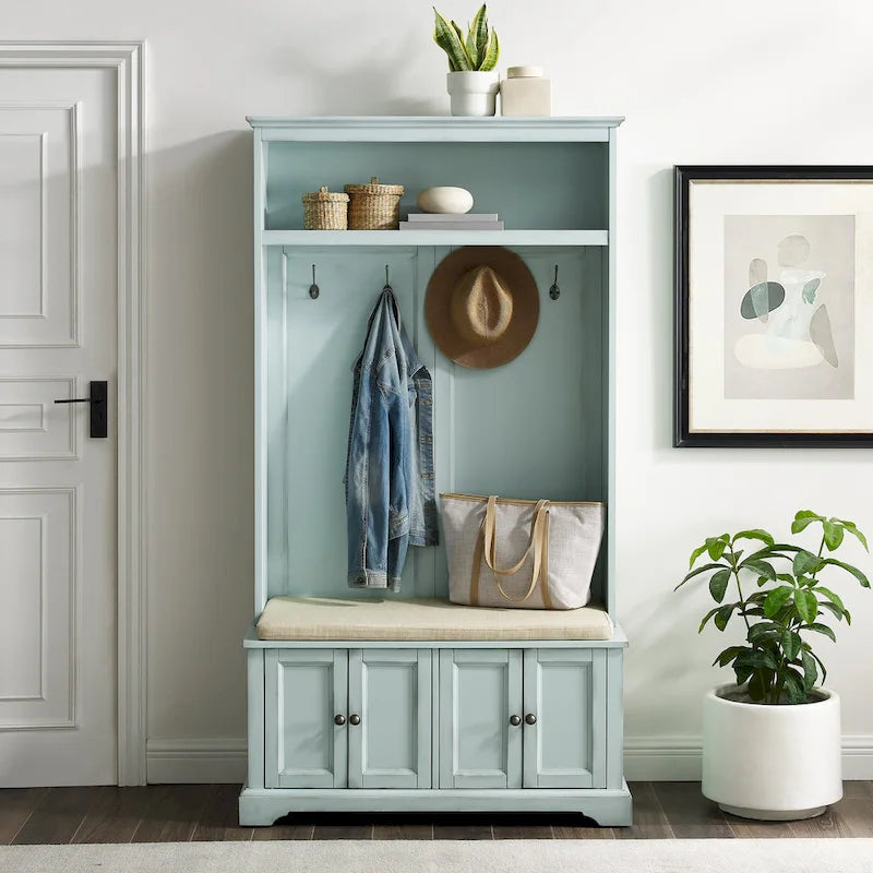 Meuble d'entrée avec rangements, banc et patères