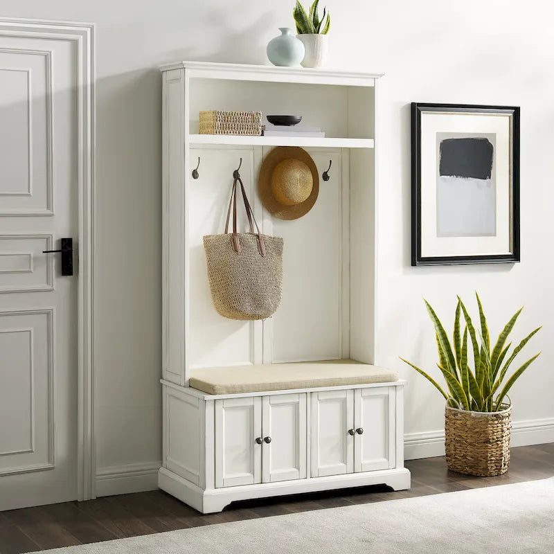 Meuble d'entrée avec rangements, banc et patères