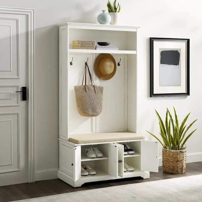 Meuble d'entrée avec rangements, banc et patères