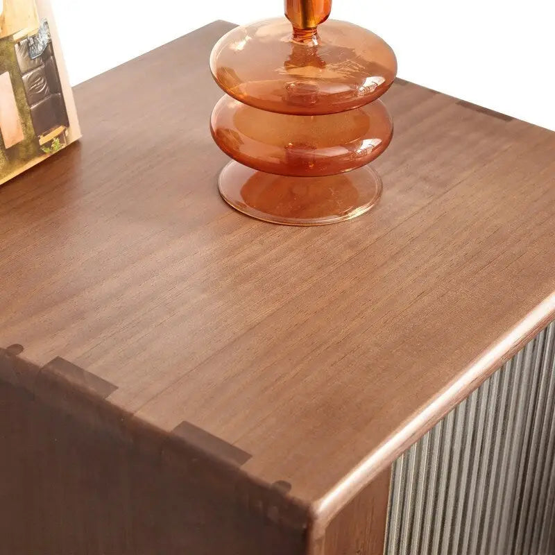 Meuble de rangement d'angle autoportant avec porte en verre, 2 étagères et 2 tiroirs