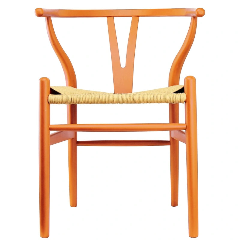 Chaise de salle à manger en bois massif et corde de papier tressée à dossier en Y