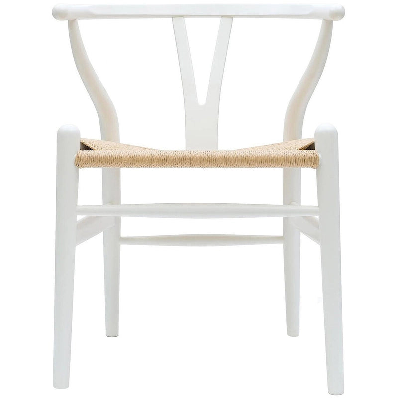 Chaise de salle à manger en bois massif et corde de papier tressée à dossier en Y