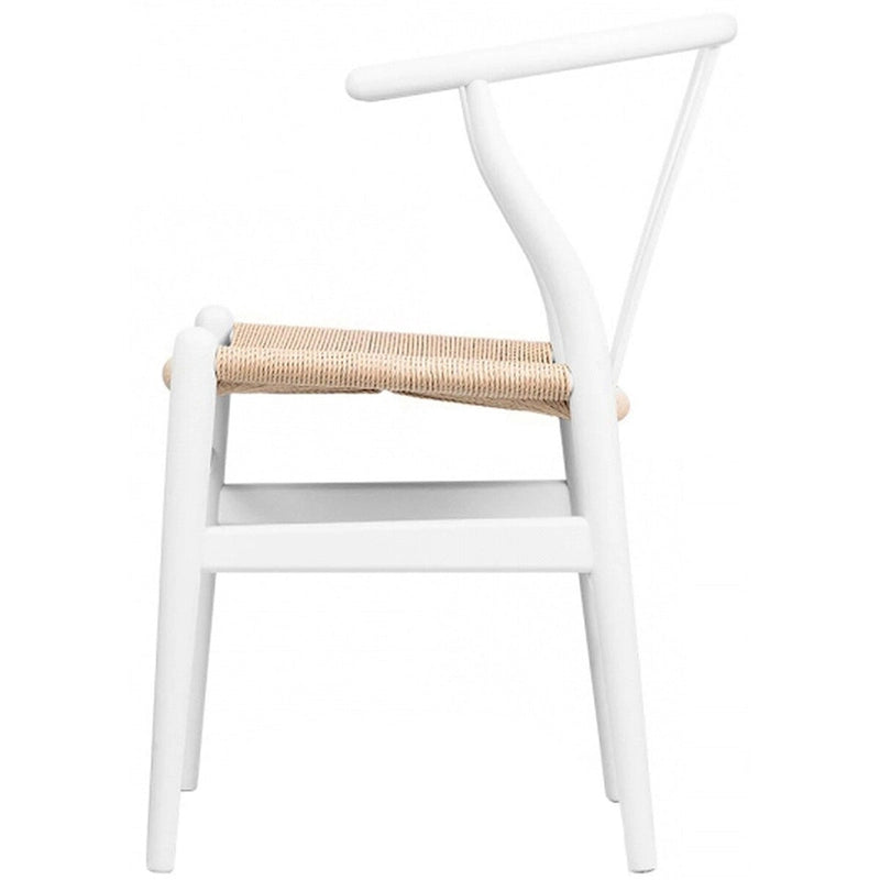 Chaise de salle à manger en bois massif et corde de papier tressée à dossier en Y