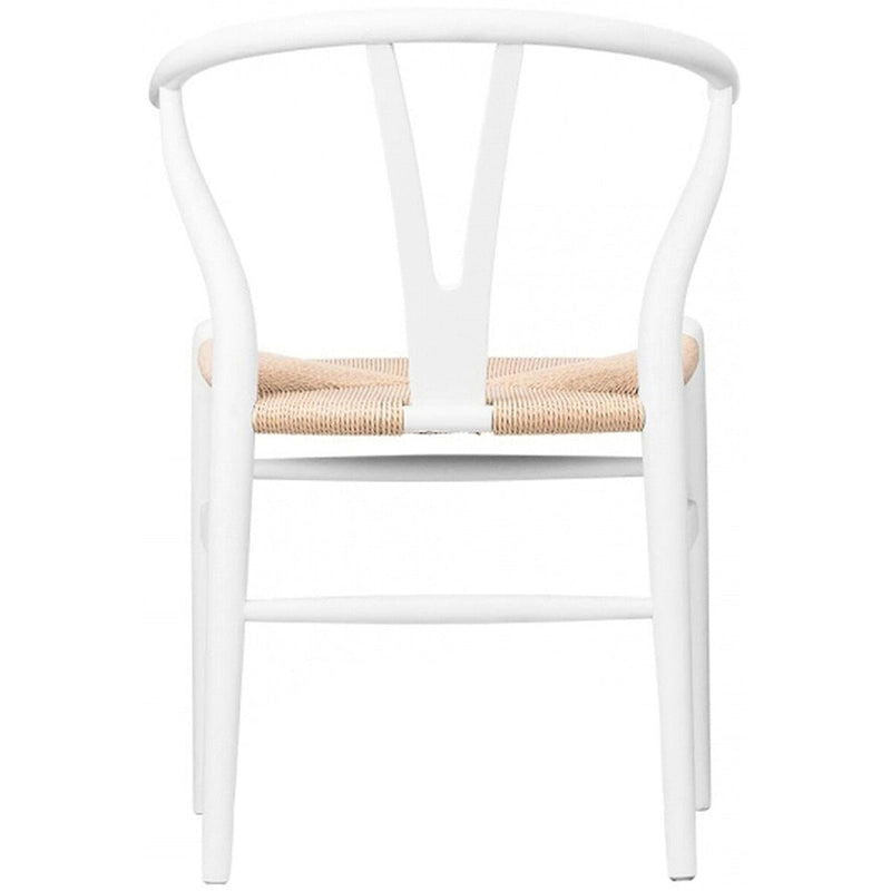 Chaise de salle à manger en bois massif et corde de papier tressée à dossier en Y