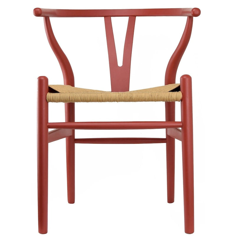 Chaise de salle à manger en bois massif et corde de papier tressée à dossier en Y