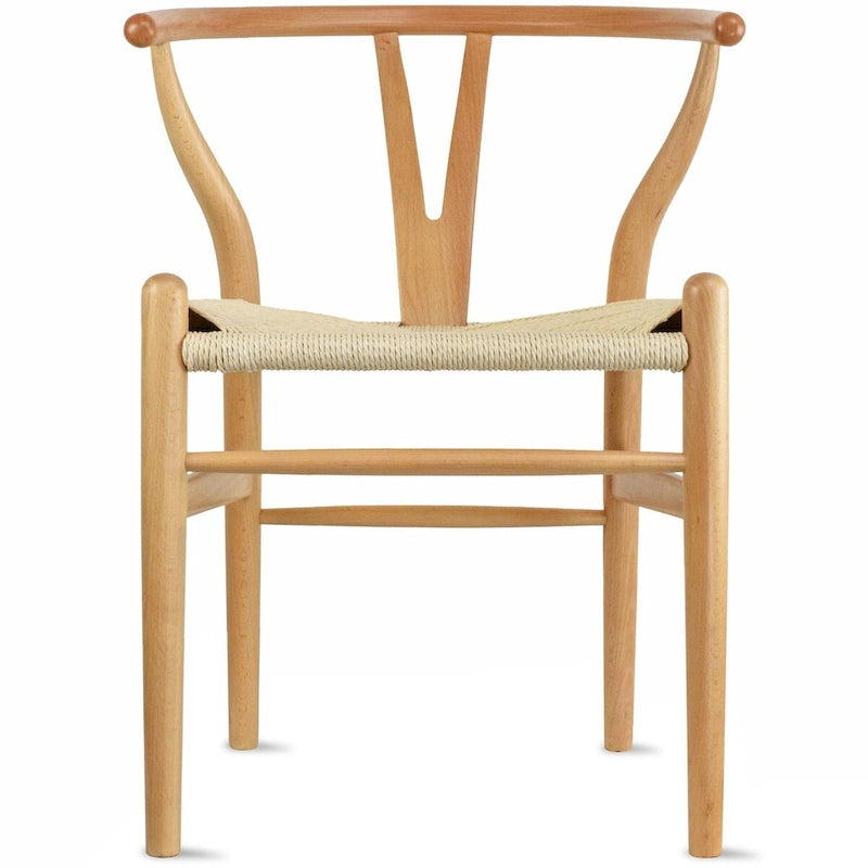 Chaise de salle à manger en bois massif et corde de papier tressée à dossier en Y