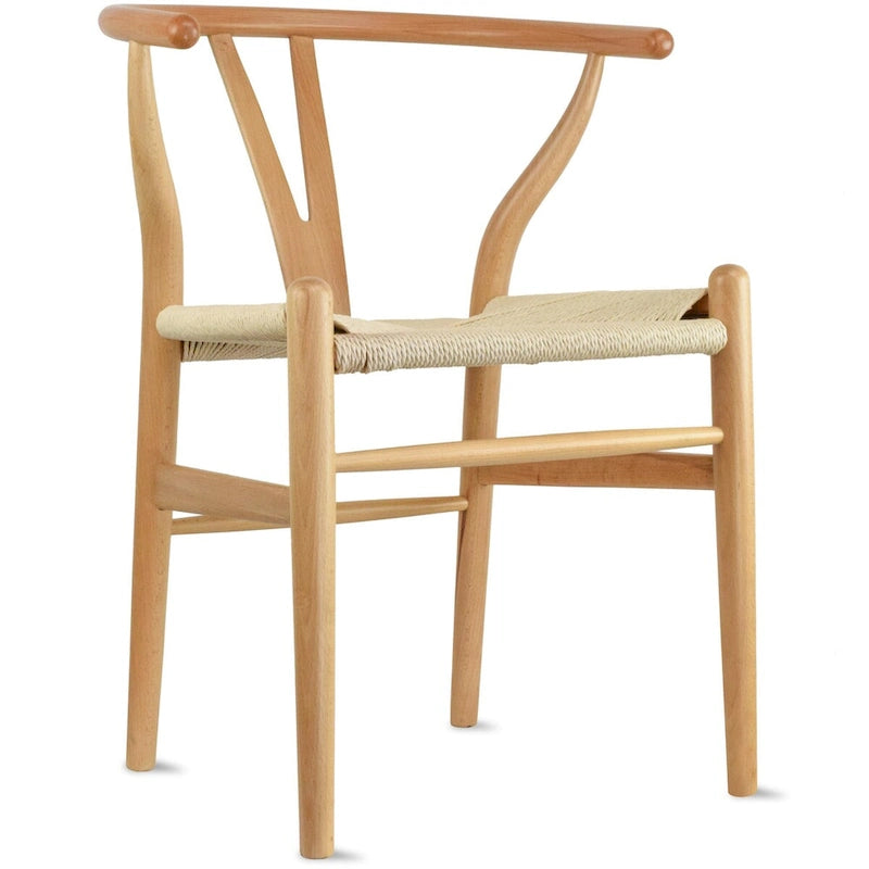 Chaise de salle à manger en bois massif et corde de papier tressée à dossier en Y