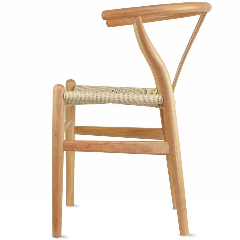 Chaise de salle à manger en bois massif et corde de papier tressée à dossier en Y
