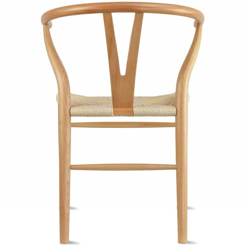 Chaise de salle à manger en bois massif et corde de papier tressée à dossier en Y