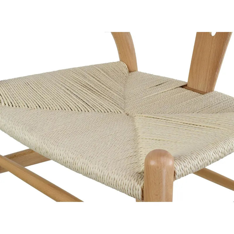 Chaise de salle à manger en bois massif et corde de papier tressée à dossier en Y