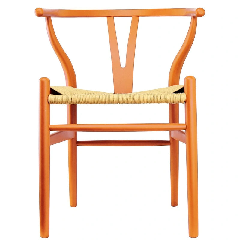 Chaise de salle à manger en bois massif et corde de papier tressée à dossier en Y