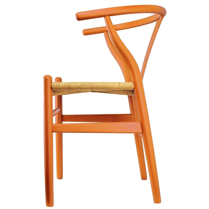 Chaise de salle à manger en bois massif et corde de papier tressée à dossier en Y