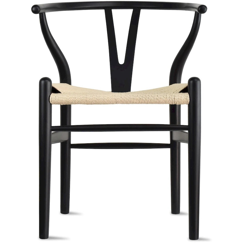Chaise de salle à manger en bois massif et corde de papier tressée à dossier en Y