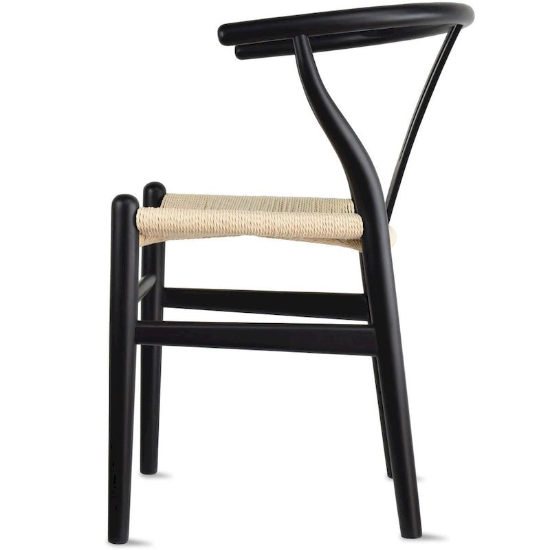 Chaise de salle à manger en bois massif et corde de papier tressée à dossier en Y