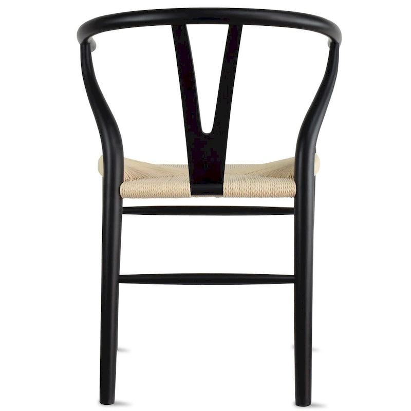 Chaise de salle à manger en bois massif et corde de papier tressée à dossier en Y
