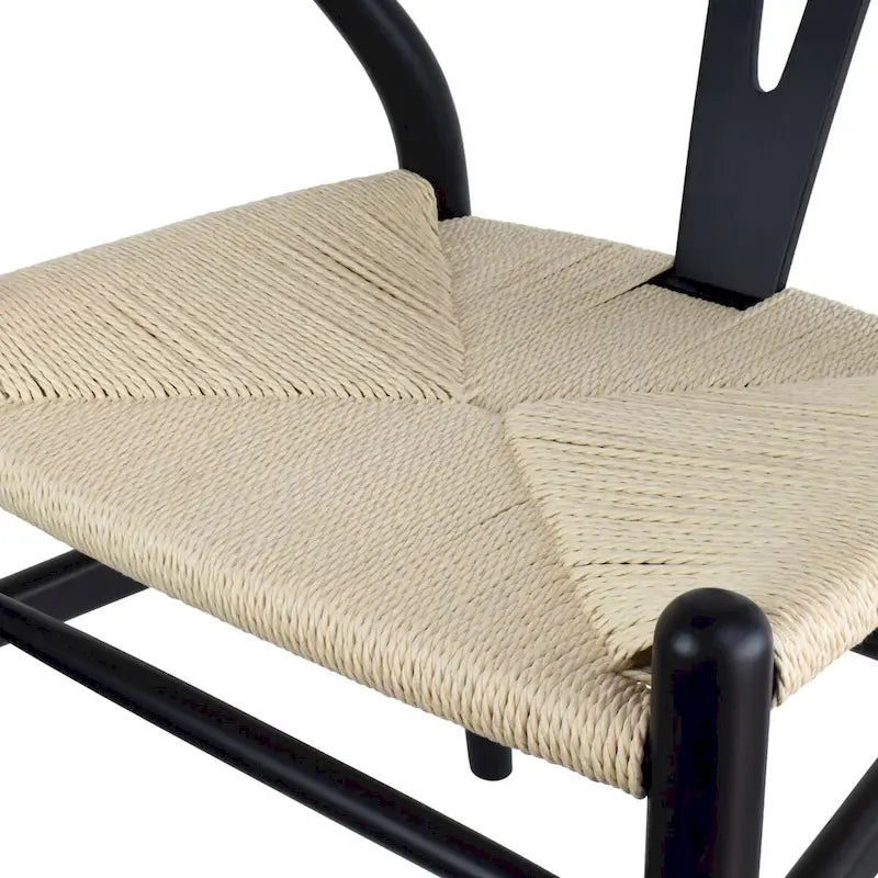 Chaise de salle à manger en bois massif et corde de papier tressée à dossier en Y