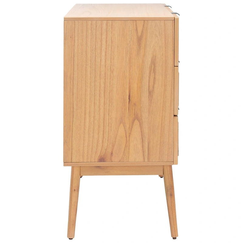 Commode d'appoint en rotin à 3 tiroirs, style Mid-Century