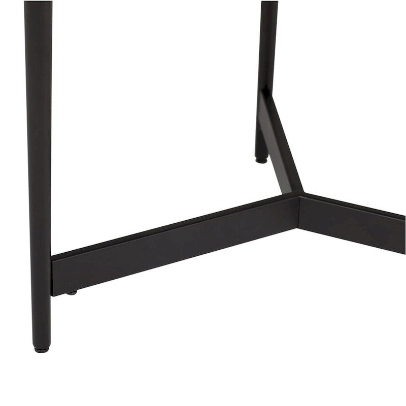 Table d'appoint ronde moderne avec cadre en métal noir et plateau en verre