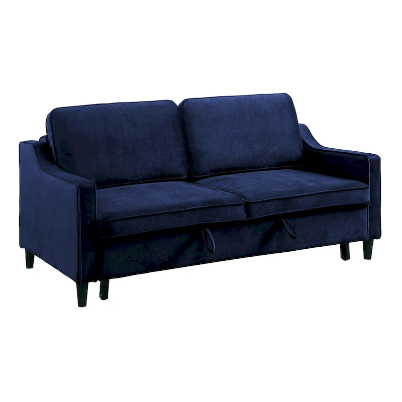 Canapé-lit convertible 72 po avec lit gigogne – Velours bleu marine