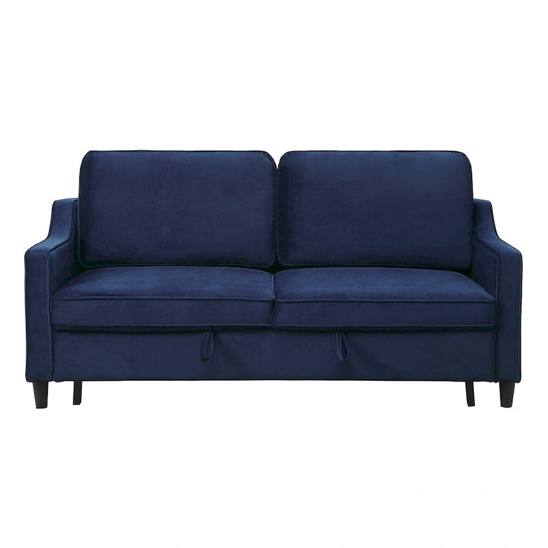 Canapé-lit convertible 72 po avec lit gigogne – Velours bleu marine