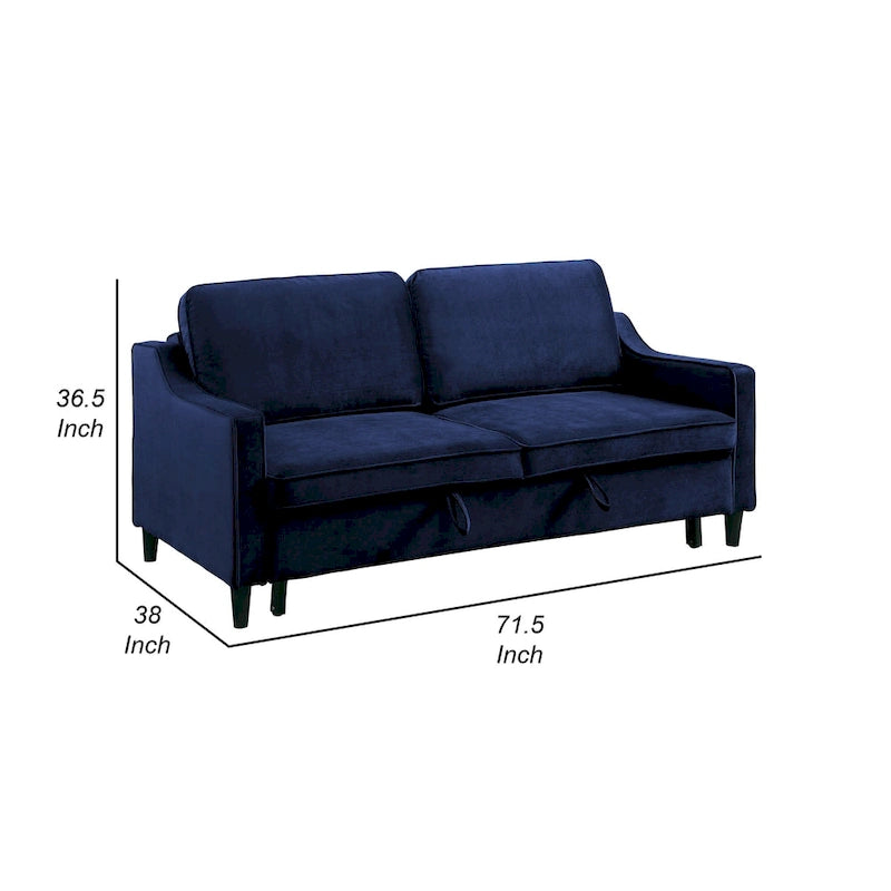 Canapé-lit convertible 72 po avec lit gigogne – Velours bleu marine