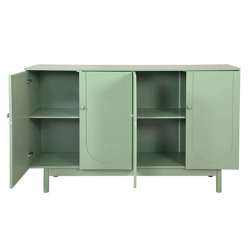 Armoire de rangement à 4 portes avec pieds en pin et étagère réglable