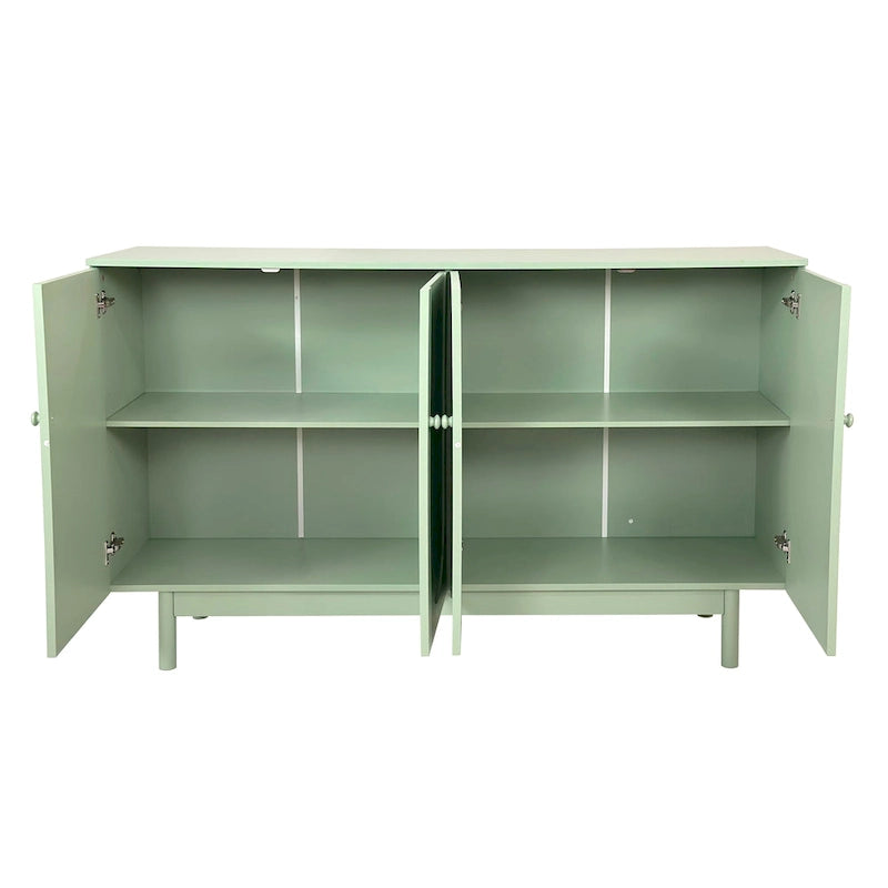 Armoire de rangement à 4 portes avec pieds en pin et étagère réglable