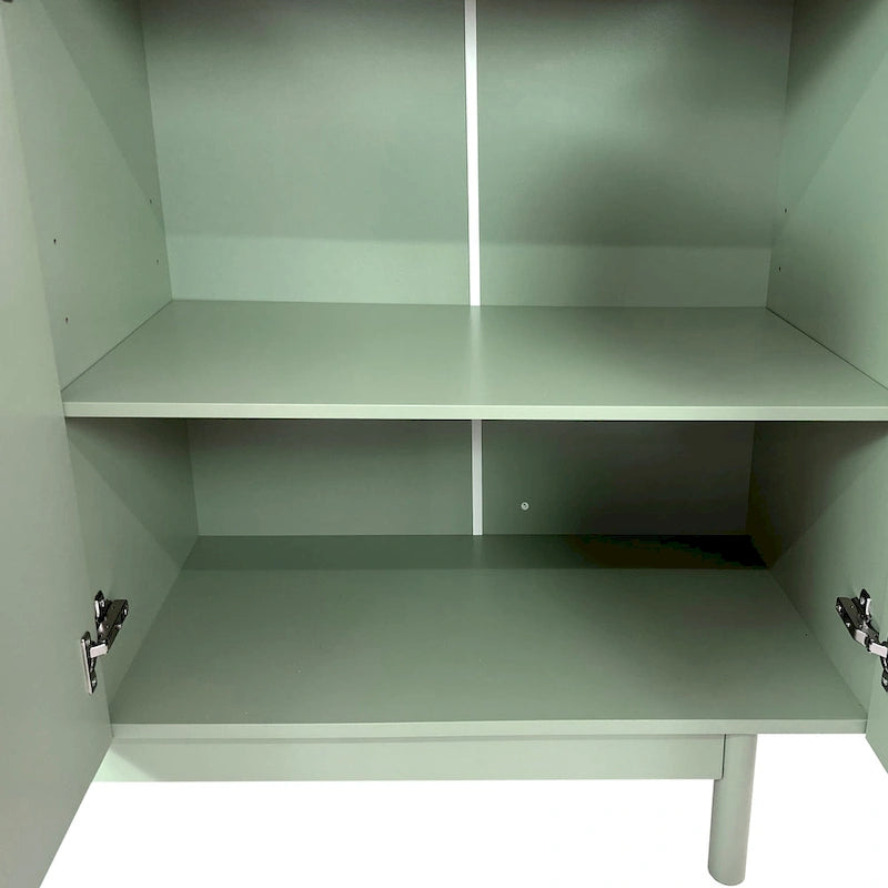 Armoire de rangement à 4 portes avec pieds en pin et étagère réglable
