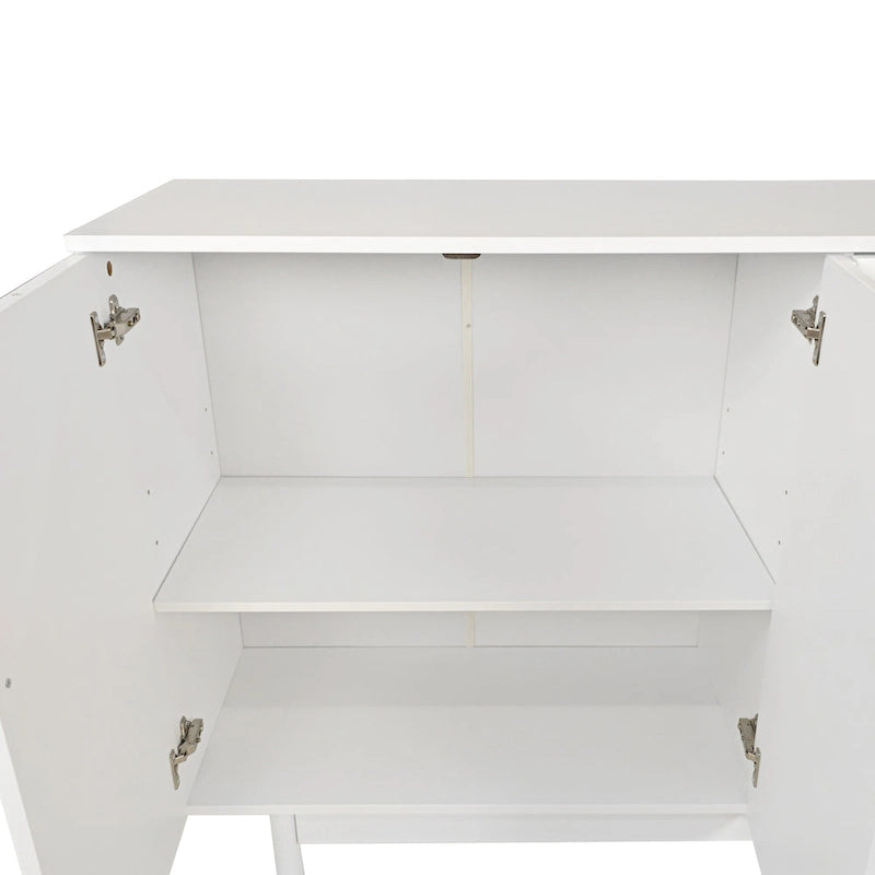 Armoire de rangement à 4 portes avec pieds en pin et étagère réglable