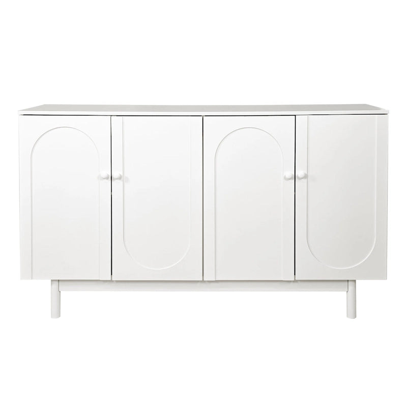 Armoire de rangement à 4 portes avec pieds en pin et étagère réglable