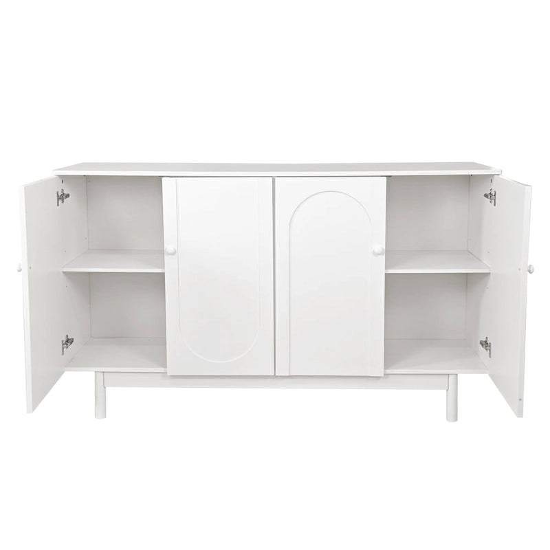 Armoire de rangement à 4 portes avec pieds en pin et étagère réglable