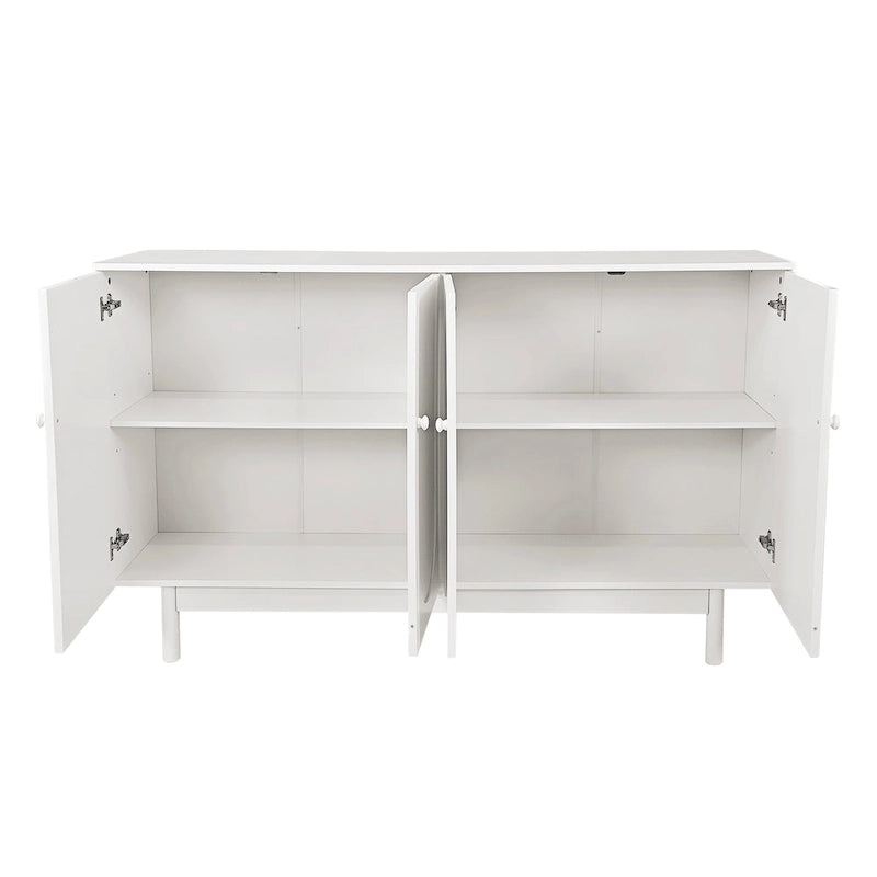 Armoire de rangement à 4 portes avec pieds en pin et étagère réglable