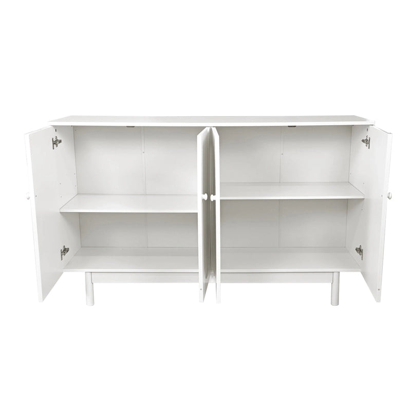 Armoire de rangement à 4 portes avec pieds en pin et étagère réglable