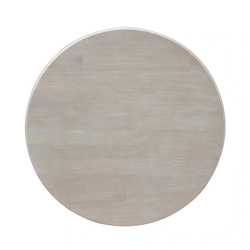 Table piédestal ronde en bois massif – Gris taupe délavé