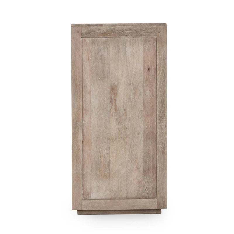 Buffet en bois de manguier avec panneaux de porte en cannage couleur taupe
