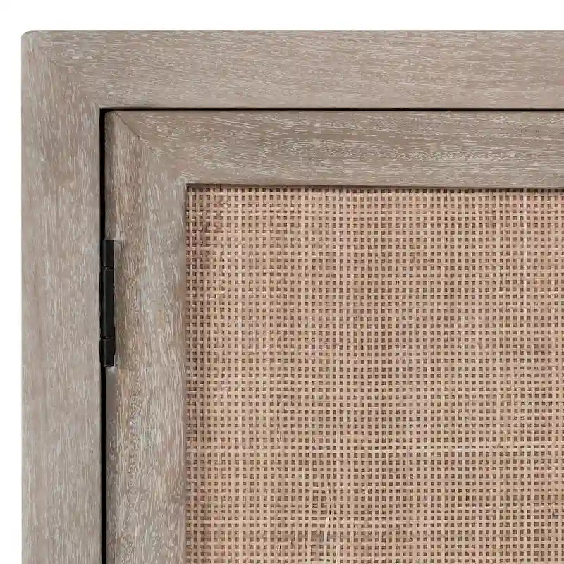 Buffet en bois de manguier avec panneaux de porte en cannage couleur taupe