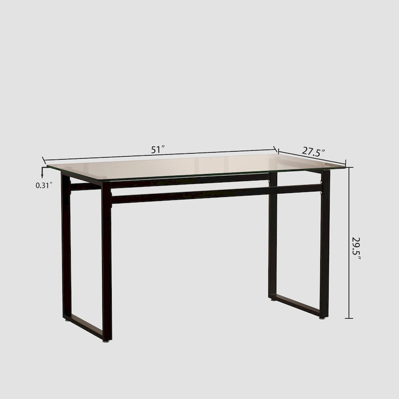 Table de salle à manger en verre trempé avec pieds en métal
