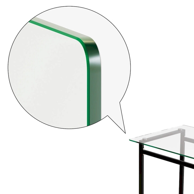 Table de salle à manger en verre trempé avec pieds en métal