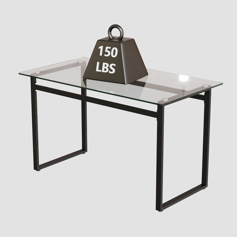 Table de salle à manger en verre trempé avec pieds en métal