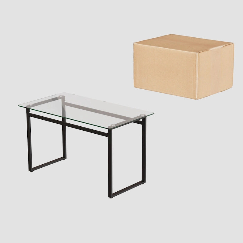 Table de salle à manger en verre trempé avec pieds en métal