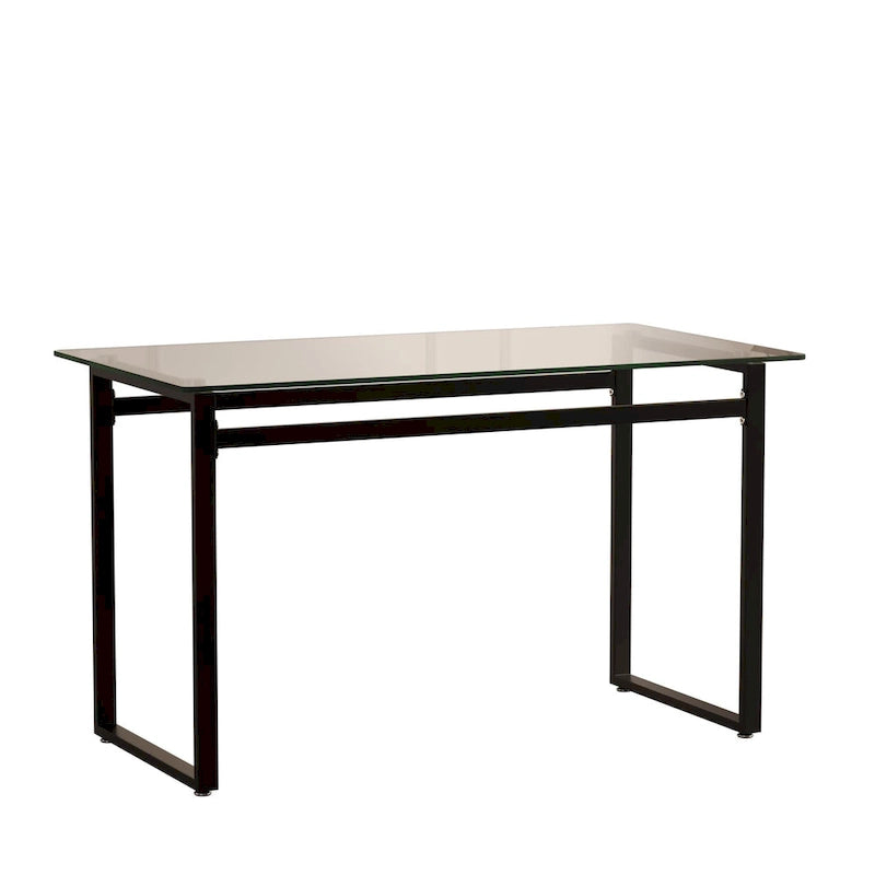 Table de salle à manger en verre trempé avec pieds en métal