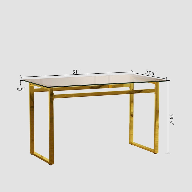 Table de salle à manger en verre trempé avec pieds en métal
